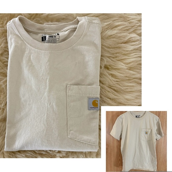 Carhartt Cream Relaxed Fit Crew Pocket Tee Shirt - Picture 2 of 5